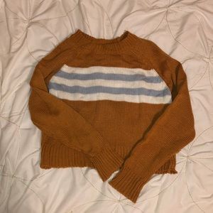 Tan sweater with blue stripes LA hearts brand